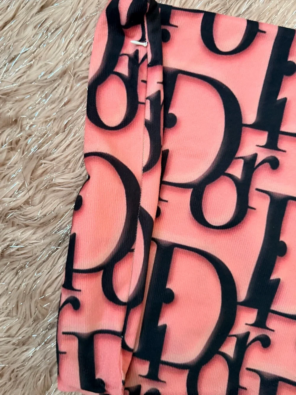 Dior Signature Logo Square pillow case in Coral and Black